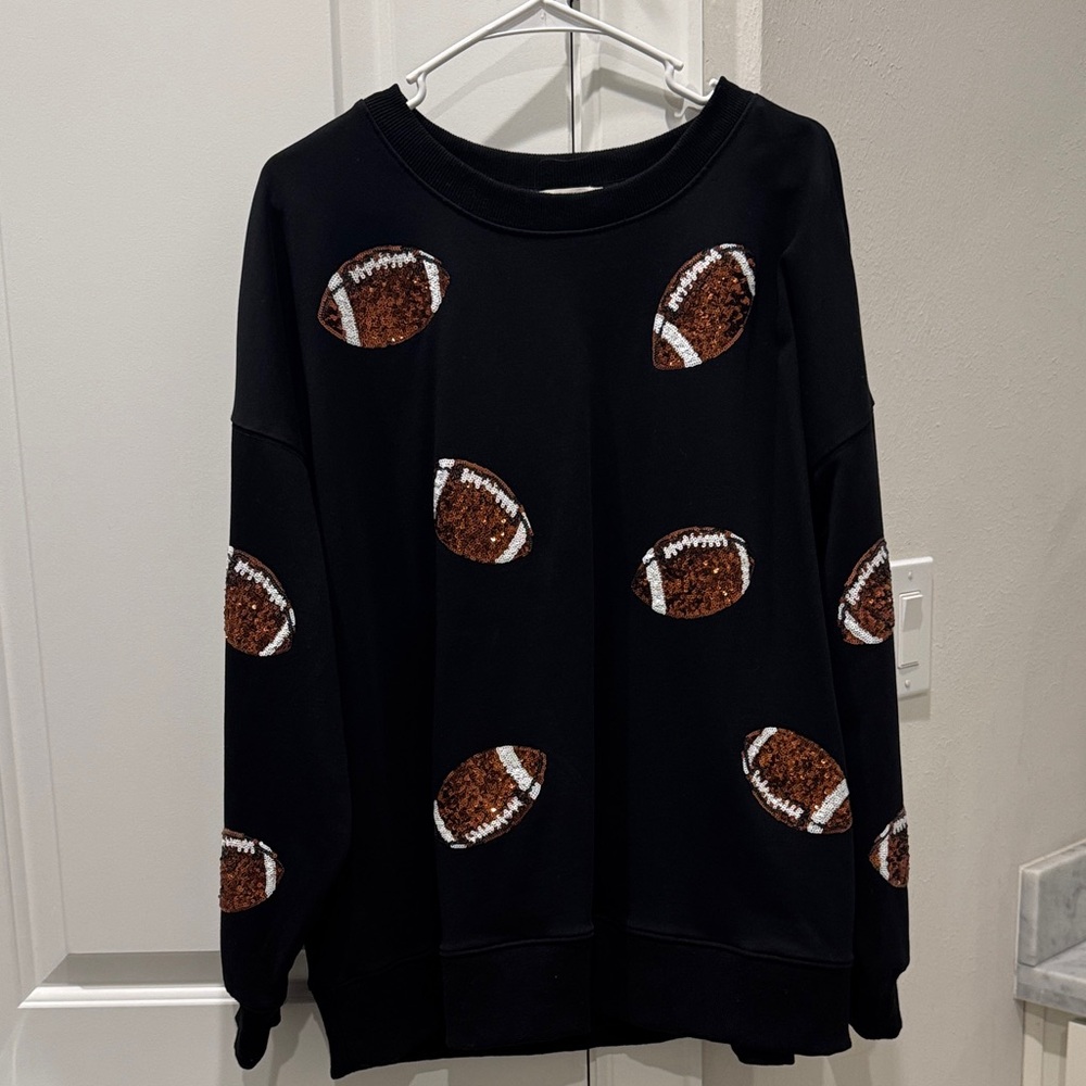 Fantastic Fawn Black Football Patterned Women's Sweater